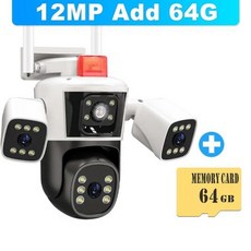 6K 12MP WiFi IP 카메라 3 렌즈 파노라마 뷰 야외 PTZ IP 카메라 모션 감지 스마트 홈 보안 카메라 무선 CCTV 카메라 보안 보호 360 ° WiFi, 11) 6K Cam Add 64G - AU 플러그 - tta인증nvr