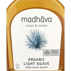 Madhava Natural Sweeteners 골든 라이트 블루 아가베 시럽 (667 g), 667g, 1개