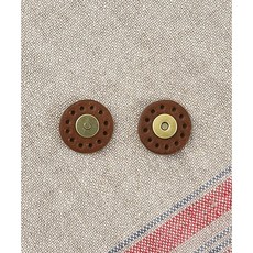 퀼트스타 이태리 천연가죽 원형 자석단추 사시꼬미 2.3cm, 1개, 탄
