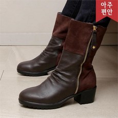 호박슈즈 5cm 소가죽 우레탄창 털안감 국내생산 지퍼 스웨이드 하프부츠 110451