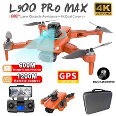 미니드론 수중드론 촬영드론 장애물 회피 브러시리스 접이식 쿼드콥터 FPV L900 PRO SE MAX GPS 4K HD 전문 항공 ESC 12km, 8.Avoidance Orange 4k  With 3