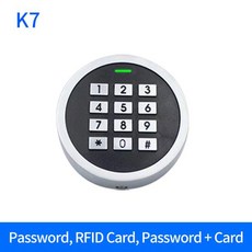 독립형 지문 RFID 접근 제어 키패드 금속 원형 디자인 IP66 방수 미니 쉬운 도어 엔트리 릴레이 오프너, 1개, 05 K7 card and code