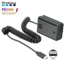 ZV-E10 NP-FW50 더미 배터리 디코딩 AC-PW20 C타입 PD/QC 용수철 케이블 포함 소니호환 A7 A7M2 A7R2 A7S2 A6000 A6300 A6500, 1개, 1개입