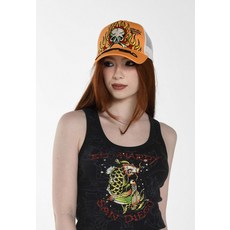 Ed Hardy 에드 하디 HELLFIRE TWILL 프론트 메쉬 트럭러 모자 오렌지 화이트