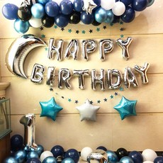 파티용데코용품 1생일 인테리어 돌 소품 모임 장식 흔들시계 테이블세팅 거실 장소 공기충전 무도회 보, T01-남색 열 생일 세트 1~~
