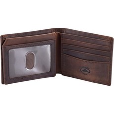Stealth Mode Leather Bifold Wallet for Men With ID Window and RFID Blocking, Brown, 1개