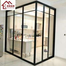 폴딩문 우드 셔터 방한 중문 설치 문 맞춤 제작 베이징제 협착 미닫이문 거실 주방 베, 01 싱글 일반 유리 미닫이문 1801제곱미