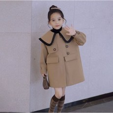 키즈목마 여아 트렌치코트 모직 아우터 키즈 자켓 빅카라 무지 289