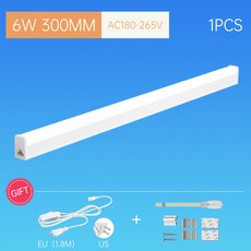 케이블 포함 LED 220V 튜브 라이트 룸 스트립 가정 침실 주방 캐비닛 조명기구 램프, 16 1 PCS 6W And Plug, 02 Warm White