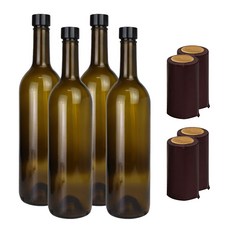 가인글로벌 와인750 갈색병 + 스탬핑 숏캡 블랙 + 탑씰 진자주, 4세트, 750ml