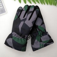 겨울 눈 장갑 스키 스노우보드 방풍 방수 두꺼운 보온 필수, [04] Green camo, 한개옵션2