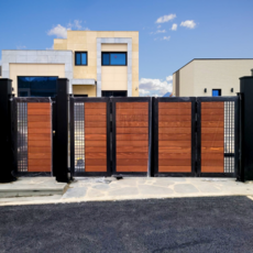 전원주택 목재 접이식 양개형 미닫이 슬라이딩 자동문 고급주택 차고문 개페기 휀스 팬스, 5000mm, 1개