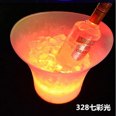 얼음통 LED 라이트 샴페인 양주 얼음보관통 아이스버킷 버켓 플라스틱 칵테일 야광 홈바, 컬러 328 컬러 풀 라이트 5L 배터리개