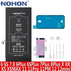 NOHON 아이폰 12 12mini 11 11Pro 11Promax XR XS XSMAX X 8 7 6S 6 Plus 아이폰 8 7 6S 6 플러스 iPhone 교체 배터리, 아이폰11Promax 4200mAh 