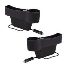 판도라 차량용 USB 사이드포켓 틈새 수납 컵홀더세트, 검정, 1세트