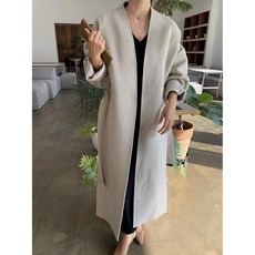 고퀄리티 노카라 핸드메이드 롱 코트