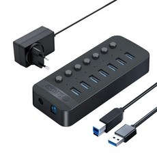 ORICO USB3.0 허브 맥북 휴대 전화 태블릿 용 12v 전원 어댑터가있는 알루미늄, [01]7 Port EU, 7 Port EU