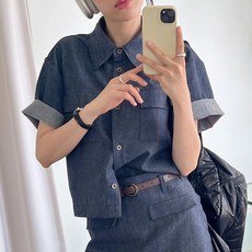 보홀 데님 반팔 셔츠(2color)