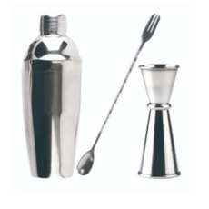 커빙 칵테일 쉐이커 500ml + 바스푼 대 + 라인지거 대, silver, 4세트
