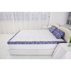 [라텍스 커버 전문 라페어리] 알러지케어 먼지없는 [누빔패드] 사라네이비&머스터드[양면사용], 킹 패드(180x200)