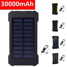 Xiaomi 듀얼 USB 휴대용 외부 배터리 팩에 대 한 30000mAh 태양 보조베터리 삼성 아이폰 12 xr에 대 한 보조베터리 태양 열 충전기|보조 배터리|, 1개, Black, CHINA