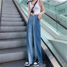 seven7 여성 여름 하이웨스트 일자 데님 긴바지