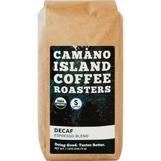CAMANO ISLAND COFFEE ROASTERS 커피 로스터기 가정용 원두 카마노 아일랜드 로스터 디카페인 에스프레소 블렌드 분쇄 12온스 신선한 다크 로스트 스위스 물, Ground, 12 Ounce (Pack of 1), 1개