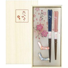 Ishida 이시다 일본제 선물 오동나무 상자 젓가락 받침 포함 부부젓가락 고마워요 14×27.5×2.5cm
