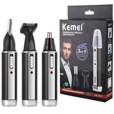 코털 콧털 귀털 깍기 제거기 정리기 Kemei-오리지널 충전식 4 인 1 마이크로 헤어 트리머 남성용 전기 면도기 수염 코 귀 눈썹, Original 3in1 6631