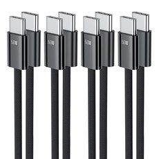 Toocki C타입 C to C PD60W 초고속 충전 케이블, 4개, 블랙, 1m
