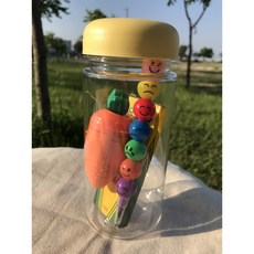 애플팡 보틀 구디백 어린이집생일답례품 교회 성당 선물 간식 키즈 유치원 학원 영어유치원, 보틀구디백(지우개연필깎이+색연필+크레용)