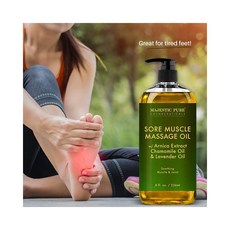 MAJESTIC PURE Arnica Sore Muscle Massage Oil 마제스틱 퓨어 아르니카 바디 마사지 오일 8oz, 1개