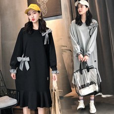 V464 여성 가을 루즈핏 맨투맨 원피스 임부복 데일리