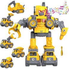 EDPOFUL Take Apart 5세 남아용 5-in-1 건설 차량 로봇으로 변신 STEM 빌딩 크리스마스 생일 선물 4 5 6, 01 건설 차량 로봇, 01 건설 차량 로봇