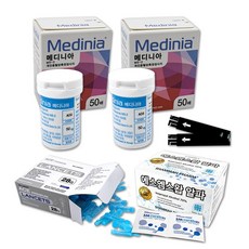 메디니아 혈당시험지 100매+침100매+솜100매, 1box, 2통