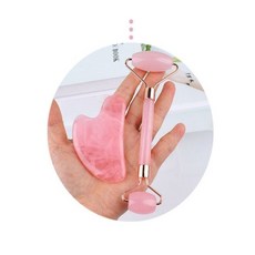 페이스롤러 얼굴마사지기 로즈쿼츠 마사지롤러+괄사 박스세트, 1개, 1개