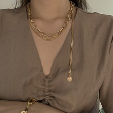 밀라노 유로코 명품 레이어드 투 체인 목걸이