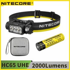 Nitecore HC65 UHE 헤비 듀티 금속 헤드램프 USB-C 충전식 흰색 빨간색 캠핑용 독서등 2000 루멘, 1개