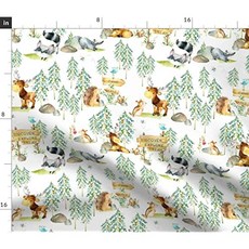 Fabric - Woodland Adventure 驼 刺 松 规 规 印 印 与 与 与 与 与 与 与 (Cotton Spandex Jersey Fabric Fat Quarter), 본상품