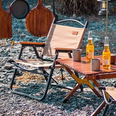 캠핑용 낚시용 가정용 안락의자 Shanfei sunnyfeel 야외 접이식 의자 휴대용, 테이블 1개와 의자 4개 중형 너도밤나무 에그롤, 1개