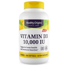 Healthy Origins 비타민 D3 10000 IU (비 GMO) 360 소프트젤