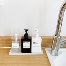 룸엔 사각 디스펜서 주방세제 리필용기 샴푸 공병, 1개, 화이트 450ml