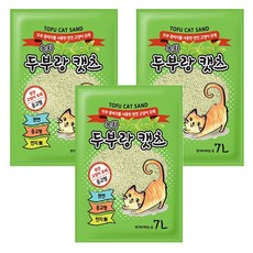 두부랑캣츠 응고형 고양이 모래 녹차향, 7L, 3개, 녹차