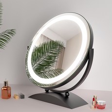 레드 LED 아름다운얼굴 큰사이즈 라지 화장거울 포함 모즈 깁다 등잔 받침대 면 반들 심플 그물 테이블 탑 노르딕, 30cm 블랙 플러그인 3색깔 자동