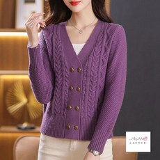 여성가디건 브이넥 아우터 가디건 더블 니트 패션