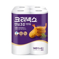 크리넥스 안심 키친타올 3겹 140매 4롤, 4개입, 1개