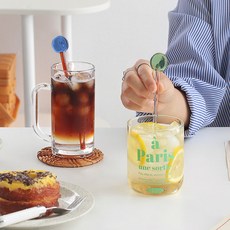 홈카페감성 머들러 커피스푼 하이볼스틱 롱스푼 티스푼, 옐로+블루스틱, 1개