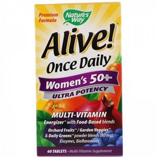 네이쳐스 웨이 Nature's Way Alive!으로 생기를 찾으세요! 하루에 한 번 50대 이상 여성을 위한 종합 비타민 60 정