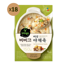 비비고 버섯 야채죽, 280g, 18개