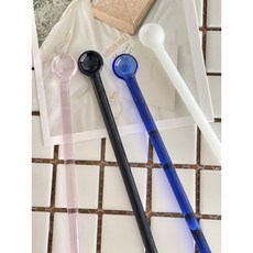 하트 유리 머들러 꿀 허니 디퍼 스푼, 하트머들러-화이트, 1개